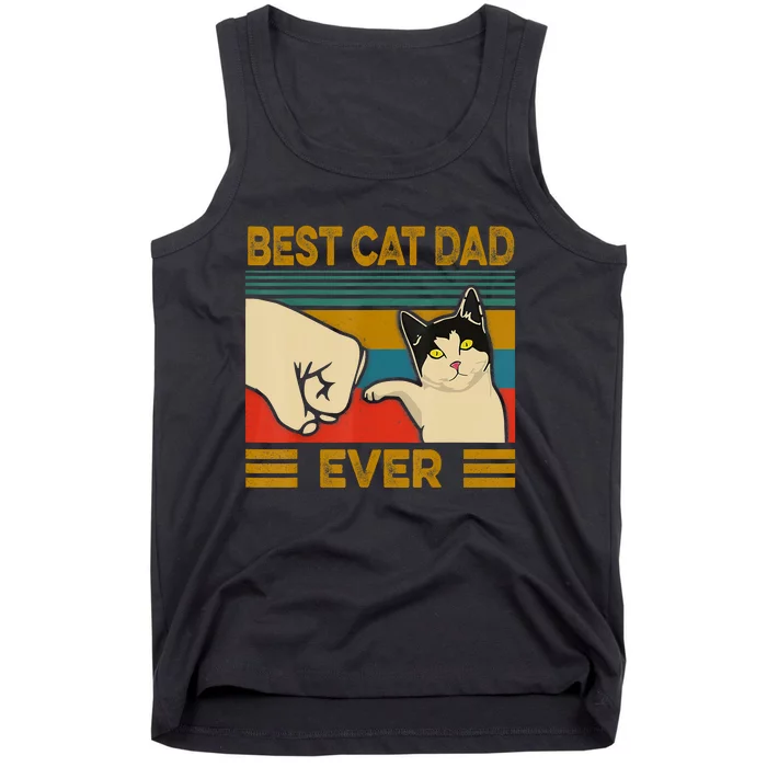 Vintage Best Cat Dad Ever Fist Bump Fathers Day Tank Top