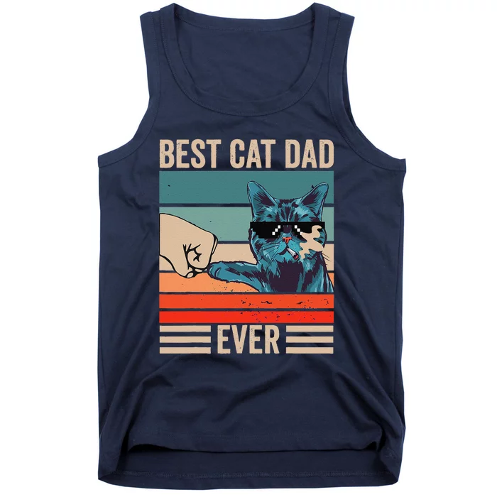 Vintage Best Cat Dad Ever Bump Fist Fathers Day Cat Daddy Tank Top