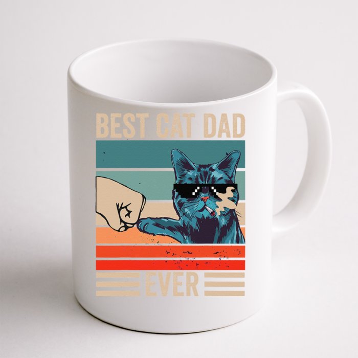 Vintage Best Cat Dad Ever Bump Fist Fathers Day Cat Daddy Front & Back Coffee Mug