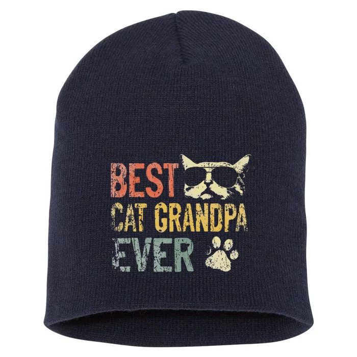 Vintage Best Cat Grandpa Ever Cat Grandpa Fathers D Short Acrylic Beanie