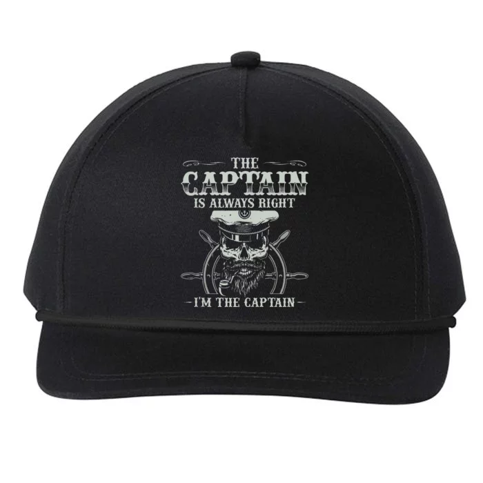 Vintage Boat Captain Men Boating Funny Boat Lover Gift Snapback Five-Panel Rope Hat