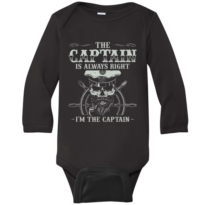 Vintage Boat Captain Men Boating Funny Boat Lover Gift Baby Long Sleeve Bodysuit