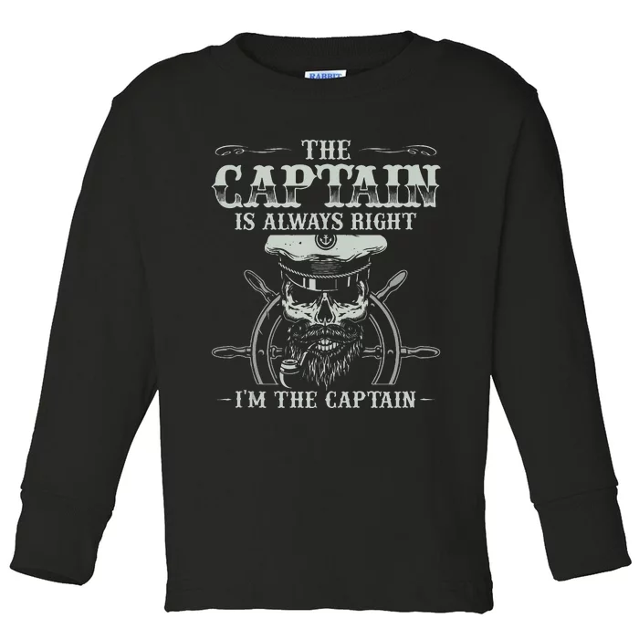 Vintage Boat Captain Men Boating Funny Boat Lover Gift Toddler Long Sleeve Shirt