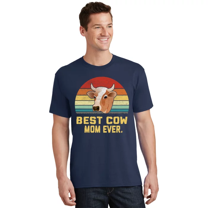 Vintage Best Cow Mom Ever Long T-Shirt