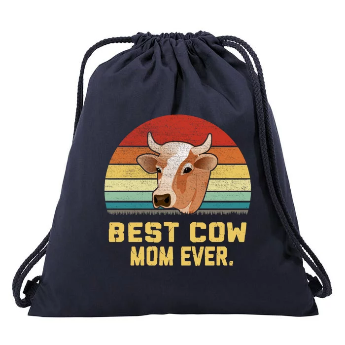 Vintage Best Cow Mom Ever Long Drawstring Bag