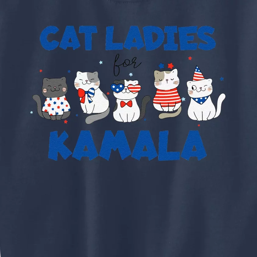 Vote Blue Cat Ladies For Kamala 2024 Presidential Election Kids Sweatshirt