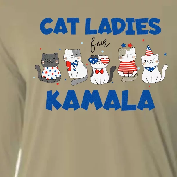 Vote Blue Cat Ladies For Kamala 2024 Presidential Election Cooling Performance Long Sleeve Crew