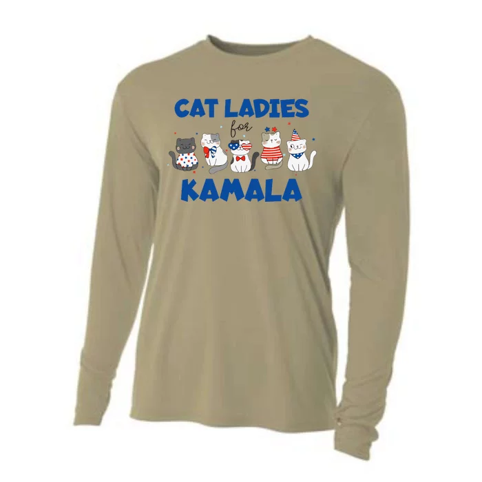 Vote Blue Cat Ladies For Kamala 2024 Presidential Election Cooling Performance Long Sleeve Crew