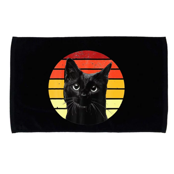 Vintage Black Cat Retro Style Cats Lover Gifts Kitten Lover Microfiber Hand Towel