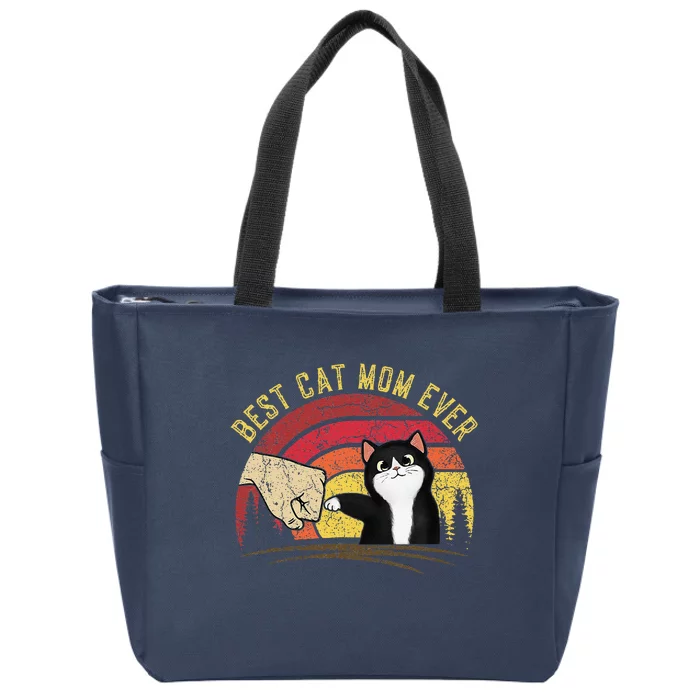 Vintage Best Cat Mom Ever Cat Funny Cat Zip Tote Bag