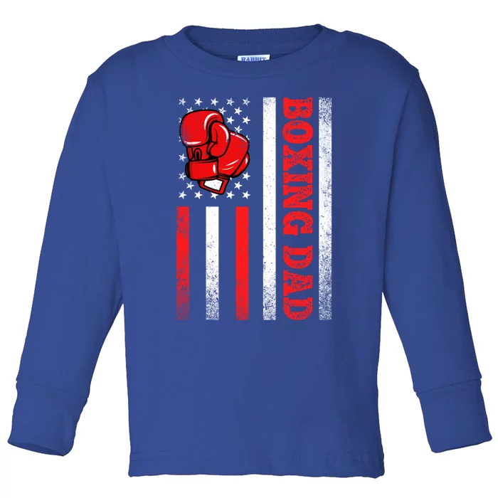 Vintage Boxing Dad American Flag Sport Fathers Day Meaningful Gift Toddler Long Sleeve Shirt