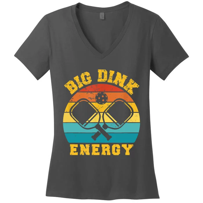 Vintage Big Dink Energy Pickleball Lover Gift For Paddles Fan Women's V-Neck T-Shirt