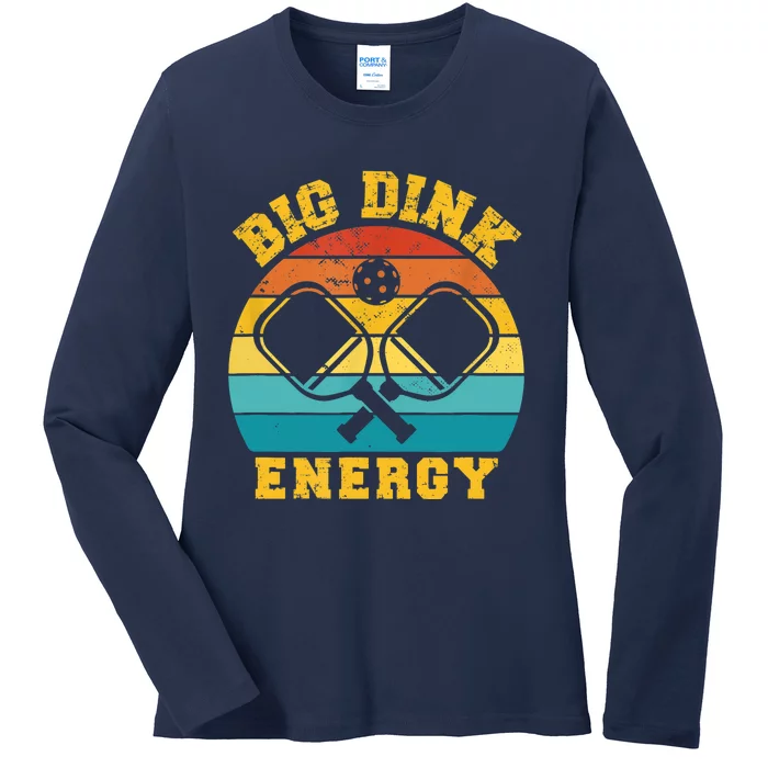 Vintage Big Dink Energy Pickleball Lover Gift For Paddles Fan Ladies Long Sleeve Shirt