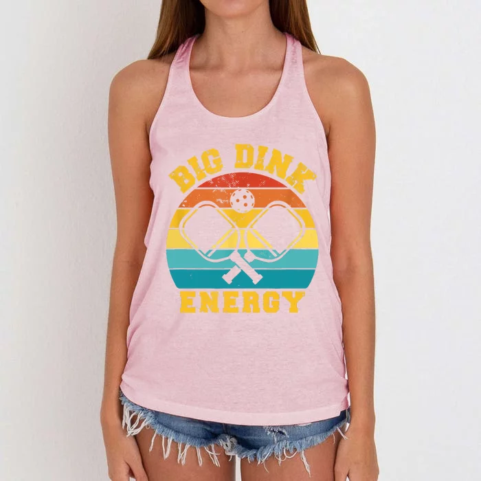 Vintage Big Dink Energy Pickleball Lover Gift For Paddles Fan Women's Knotted Racerback Tank