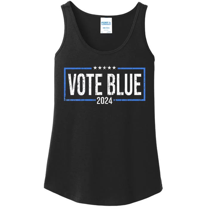 Vote Blue Democrats 2024 Presidential Election Political Ladies Essential Tank