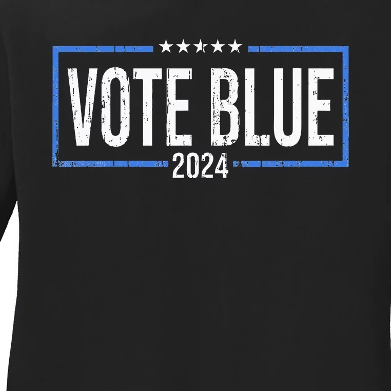 Vote Blue Democrats 2024 Presidential Election Political Ladies Long Sleeve Shirt