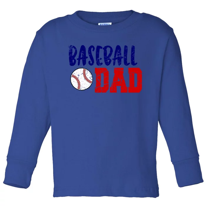 Vintage Baseball Dad Cool Gift Toddler Long Sleeve Shirt