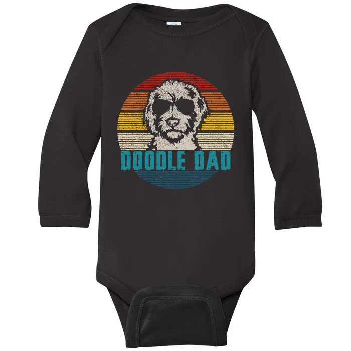 Vintage Best Doodle Dad Ever FatherS Day Golden Doodle Baby Long Sleeve Bodysuit