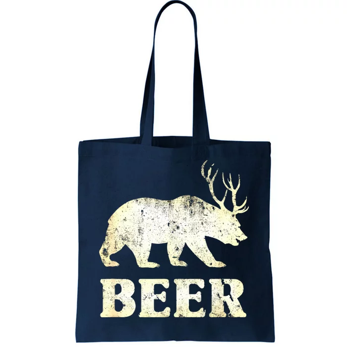 Vintage Bear Deer Funny Beer Tote Bag