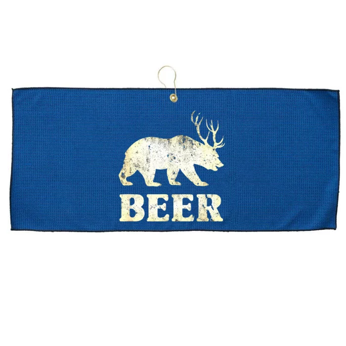 Vintage Bear Deer Funny Beer Large Microfiber Waffle Golf Towel