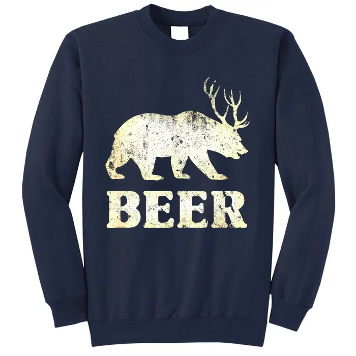 Vintage Bear Deer Funny Beer Tall Sweatshirt