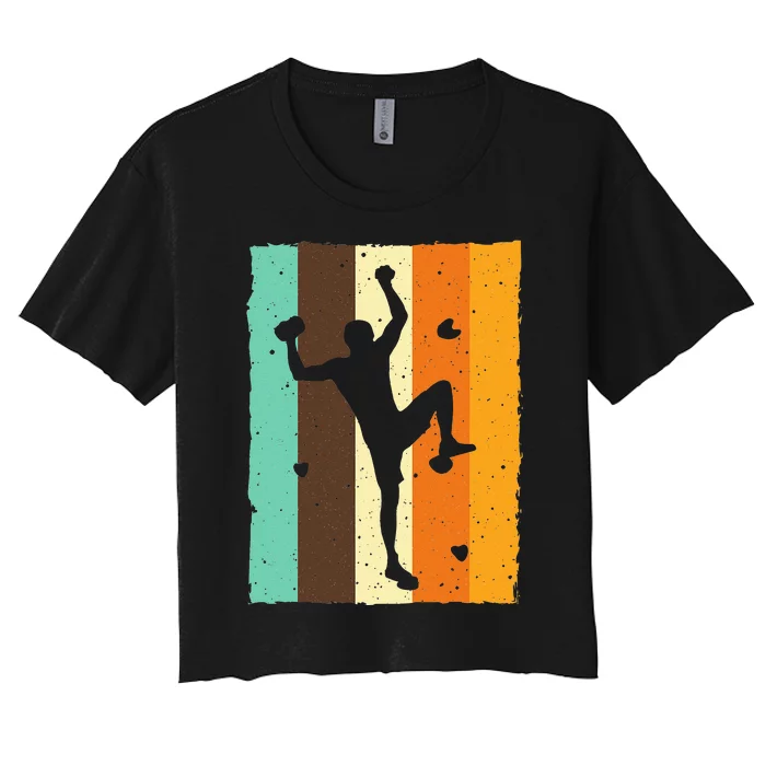 Vintage Bouldering Design Rock Climbing For Men Women Kids Women's Crop Top Tee