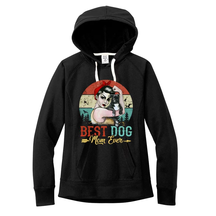 Vintage Best Dog Mom Ever Women's Fleece Hoodie