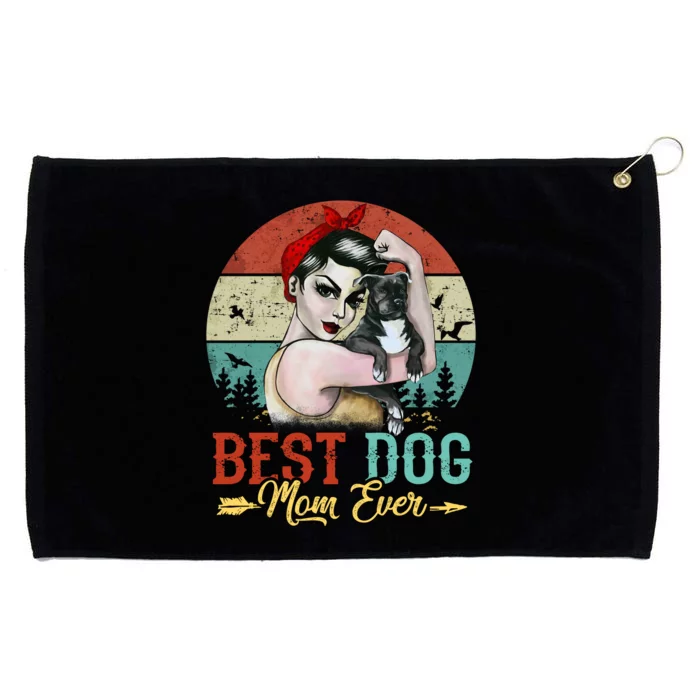 Vintage Best Dog Mom Ever Grommeted Golf Towel