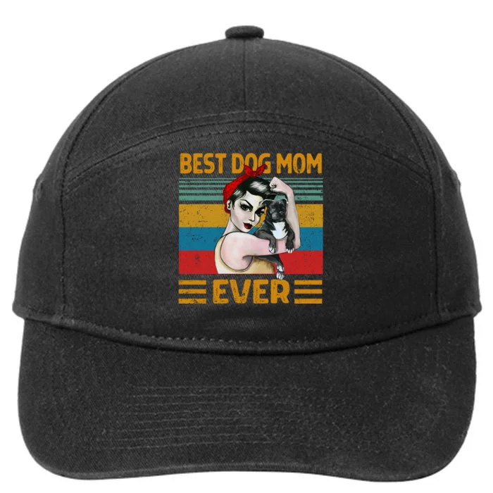 Vintage Best Dog Mom Ever 7-Panel Snapback Hat