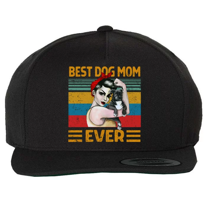 Vintage Best Dog Mom Ever Wool Snapback Cap