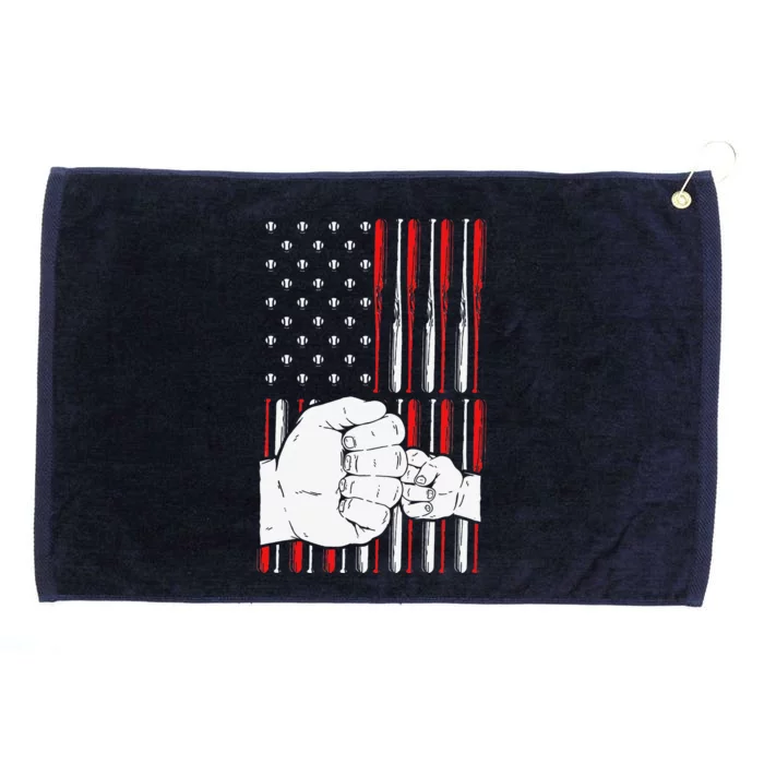 Vintage Baseball Dad And Son American Flag Patriot Father Grommeted Golf Towel