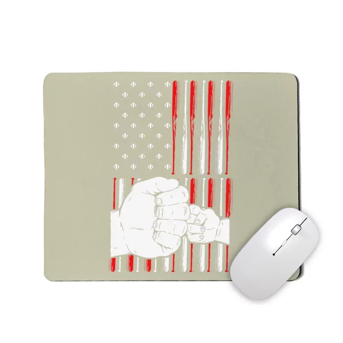 Vintage Baseball Dad And Son American Flag Patriot Father Mousepad