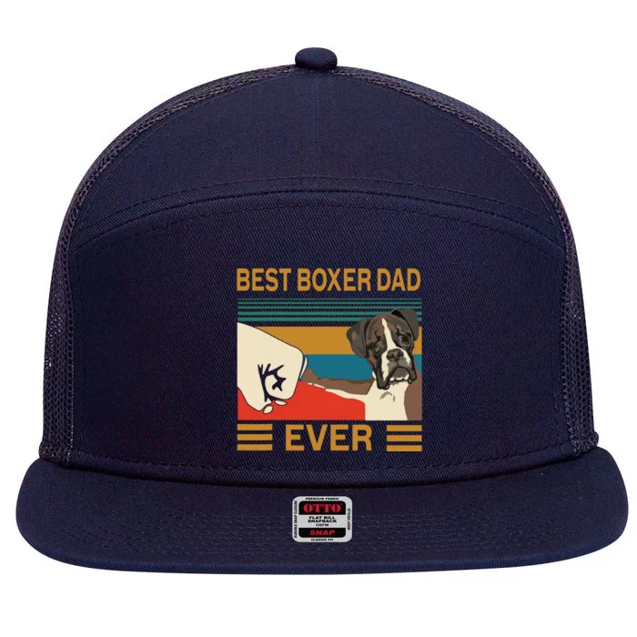 Vintage Best Dog Boxer Dad Ever Bump Fit Gift 7 Panel Mesh Trucker Snapback Hat