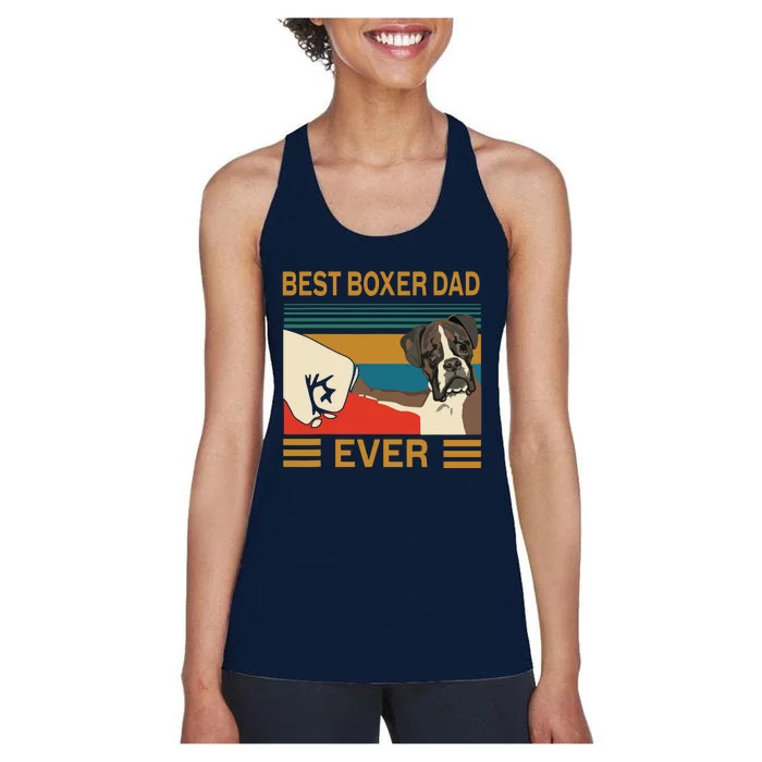 Vintage Best Dog Boxer Dad Ever Bump Fit Gift Women's Racerback Tank