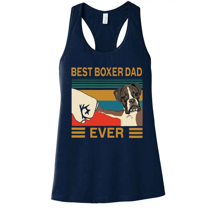 Vintage Best Dog Boxer Dad Ever Bump Fit Gift Women's Racerback Tank