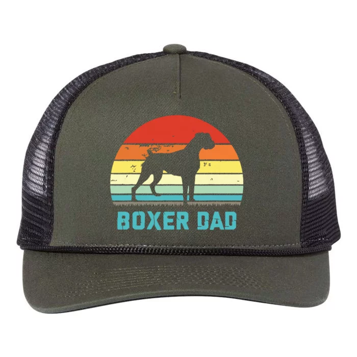 Vintage Boxer Dad Dog Lover Retro Rope Trucker Hat Cap