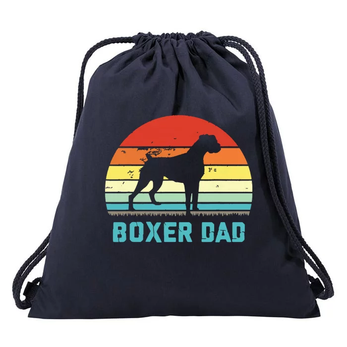 Vintage Boxer Dad Dog Lover Drawstring Bag