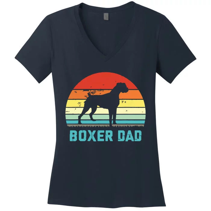 Vintage Boxer Dad Dog Lover Women's V-Neck T-Shirt