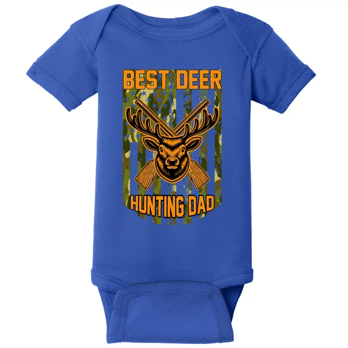 Vintage Best Deer Hunting Dad American Flag Patriotic Meaningful Gift Baby Bodysuit