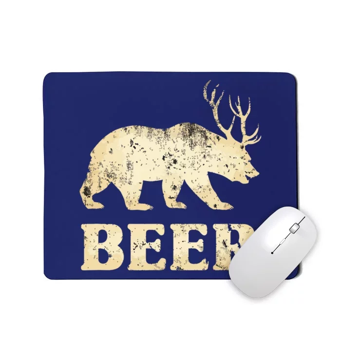 Vintage Bear Deer Funny Beer Mousepad