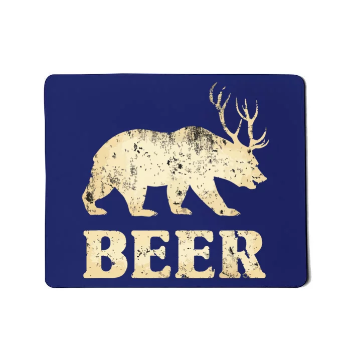 Vintage Bear Deer Funny Beer Mousepad