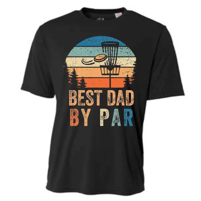 Vintage Best Dad By Par Fathers Day Funny Disc Golf Dad Cooling Performance Crew T-Shirt