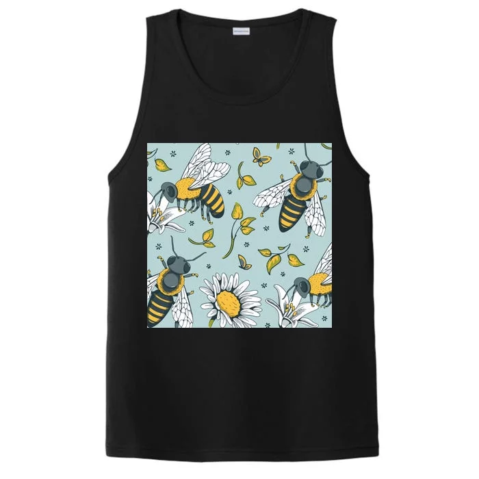 Vintage Bees Daisy Floral Performance Tank