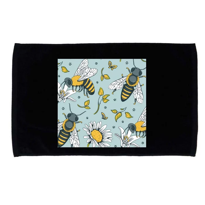 Vintage Bees Daisy Floral Microfiber Hand Towel