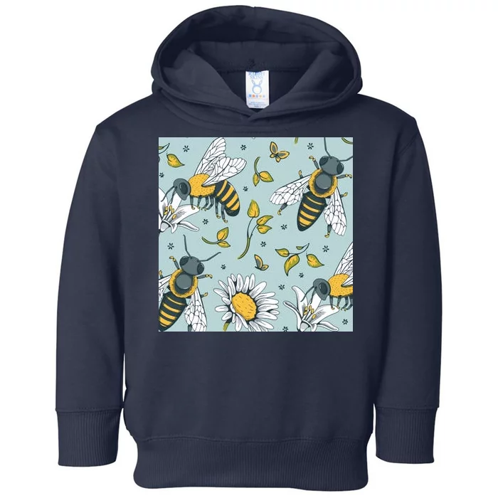 Vintage Bees Daisy Floral Toddler Hoodie