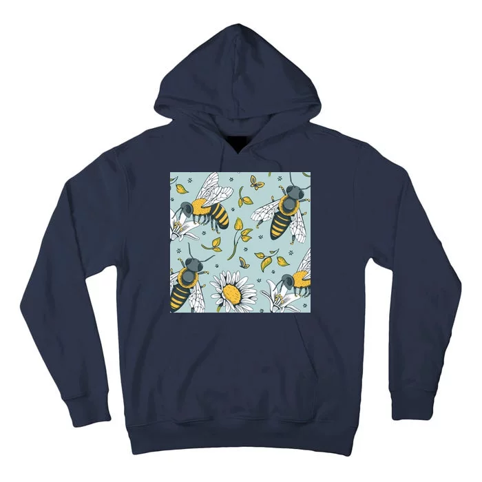 Vintage Bees Daisy Floral Tall Hoodie