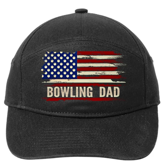 Vintage Bowling Dad American Usa Flag Bowler/Bowl Gift 7-Panel Snapback Hat