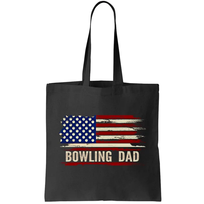 Vintage Bowling Dad American Usa Flag Bowler/Bowl Gift Tote Bag