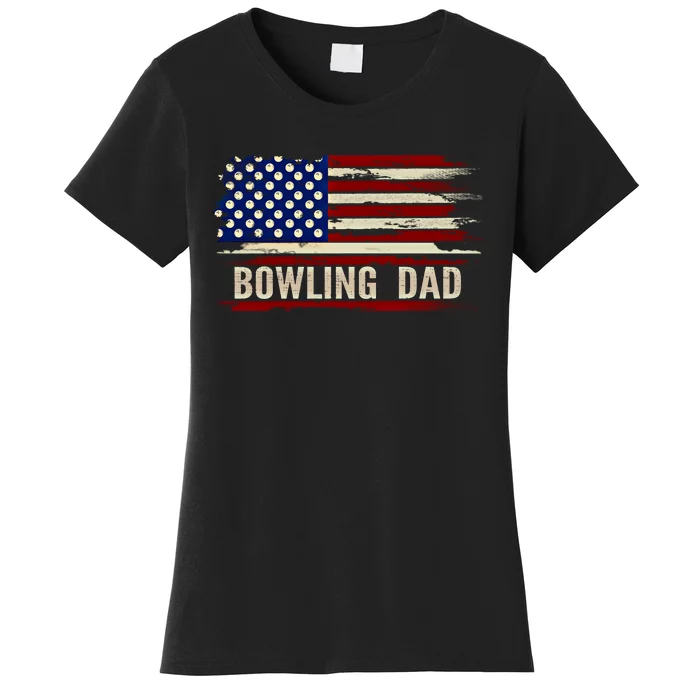 Vintage Bowling Dad American Usa Flag Bowler/Bowl Gift Women's T-Shirt