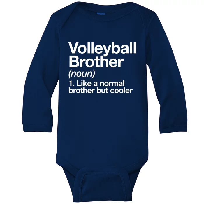 Volleyball Brother Definition Funny Sports Gift Baby Long Sleeve Bodysuit